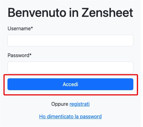 Form di accesso con evidenziato il pulsante accedi