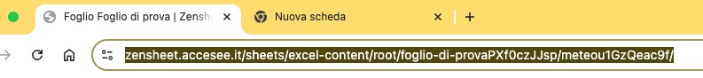 Barra degli indirizzi del browser con evidenziato il link ad un determinato foglio